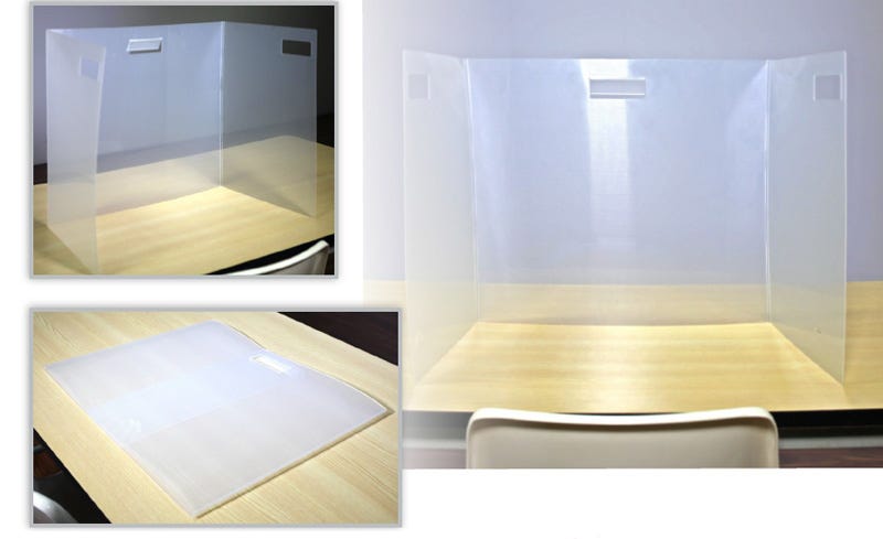 FULL SIZE SEMI-TRANSPARENT PERSONAL SNEEZE GUARD WITH HANDLES